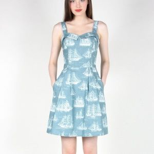 Birds of North America blue sailboats dress XS